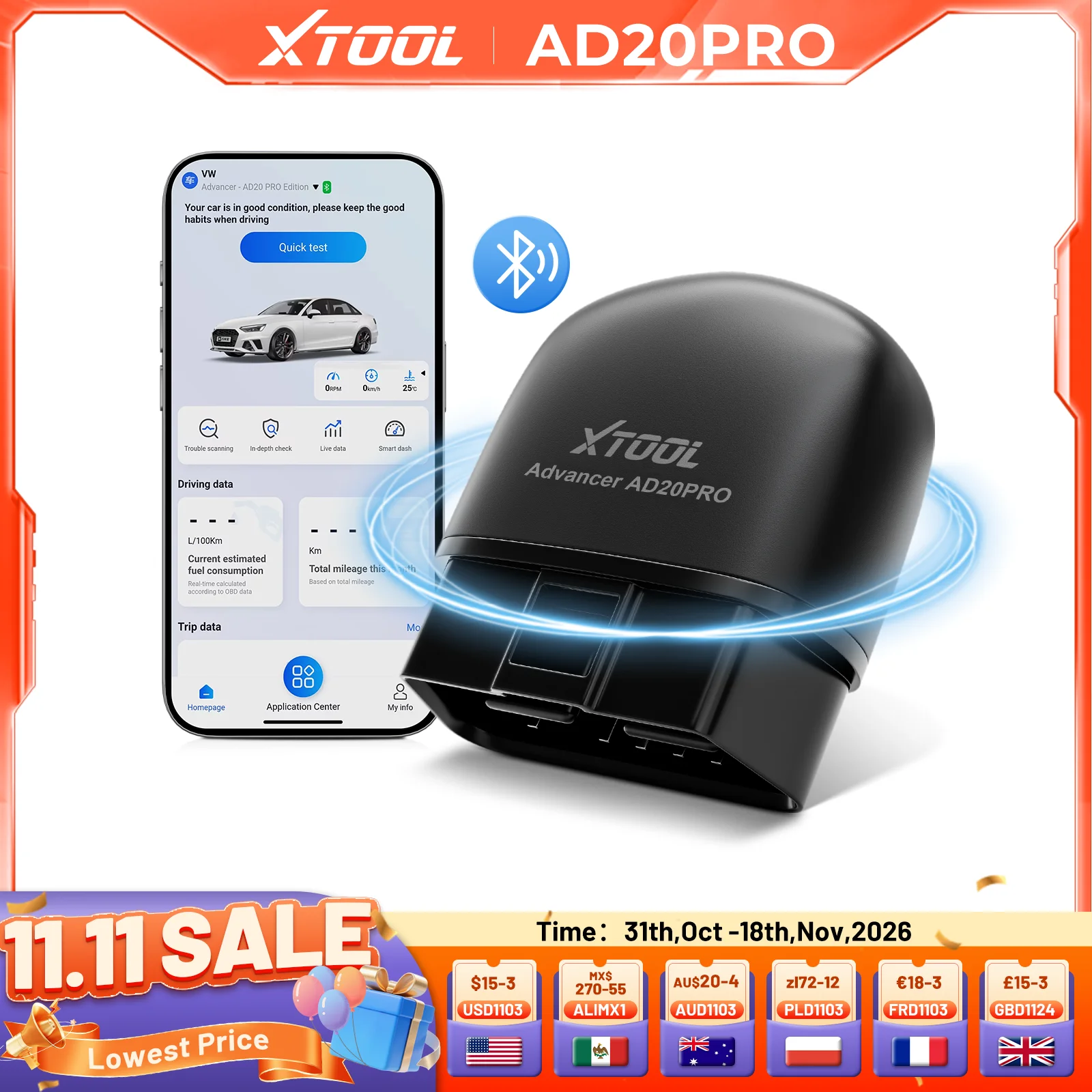 Obd2 Scanner Bluetooth Android - XTOOL AD20PRO OBD2 Scanner vérifier la