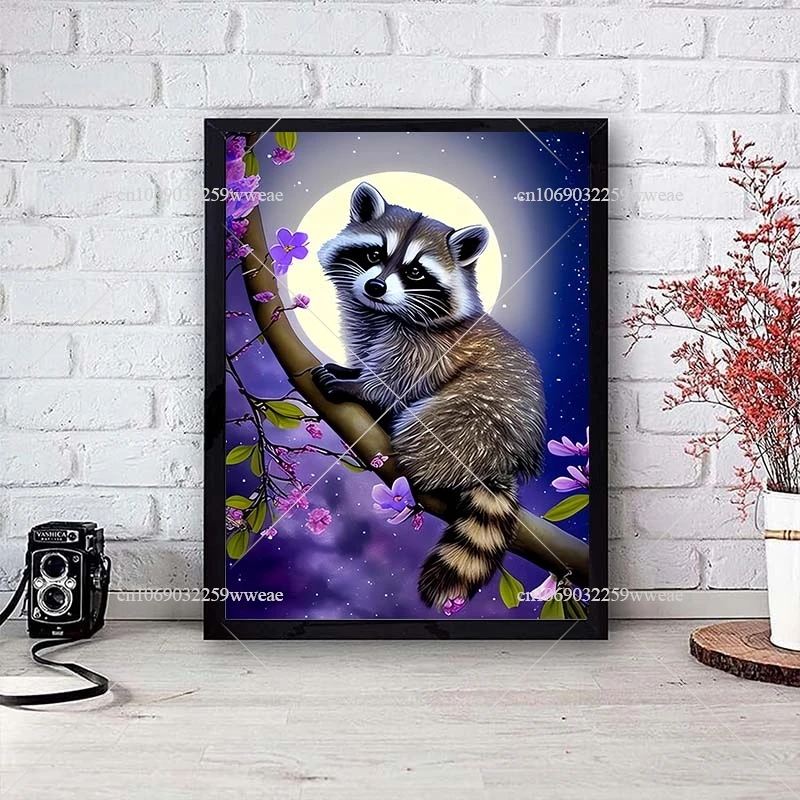 Diamond Painting Kits New Arrivals  Square Drill Full Rhinestone Creative Animal Raccoon Stitch Product Needlework Handmade Gift