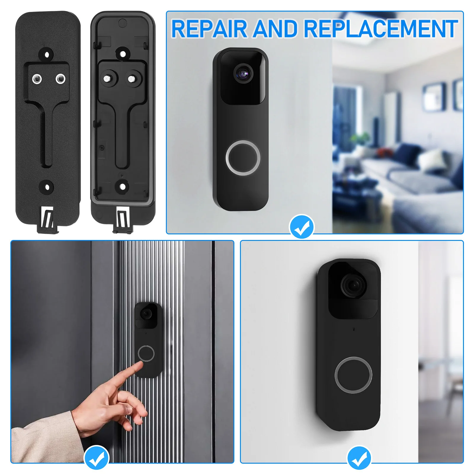 Blink Doorbell Backplate Replacement Mount for Doorbell Camera Sturdy Plastic Wall Bracket Compatible with Most