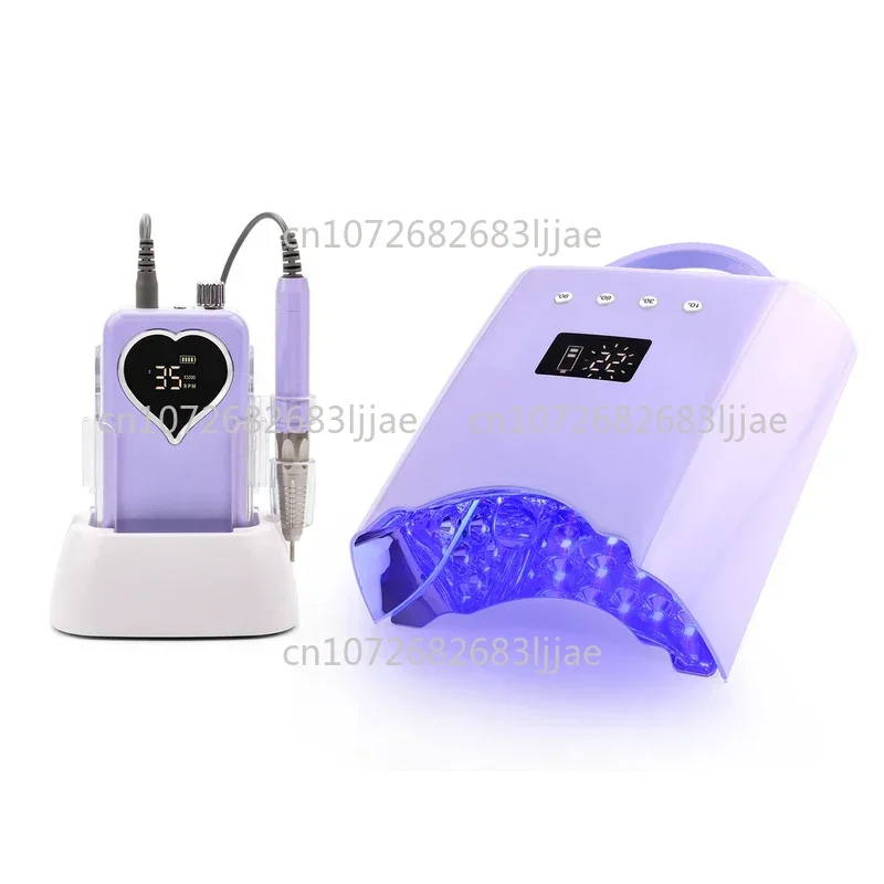 مجموعة أظافر احترافية 2025 مزودة بالأشعة فوق البنفسجية ومصباح مثقاب، ومصابيح أظافر قابلة للشحن بقدرة 75 وات ومثقاب مع أظافر كهربائية