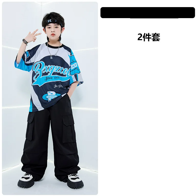 Jungen Hip Hop T-shirt PU Leder Glänzende Cargo Hosen Mädchen Kühlen Crop Top Streetwear Kinder Street Dance Kostüme Kind Jazz Kleidung