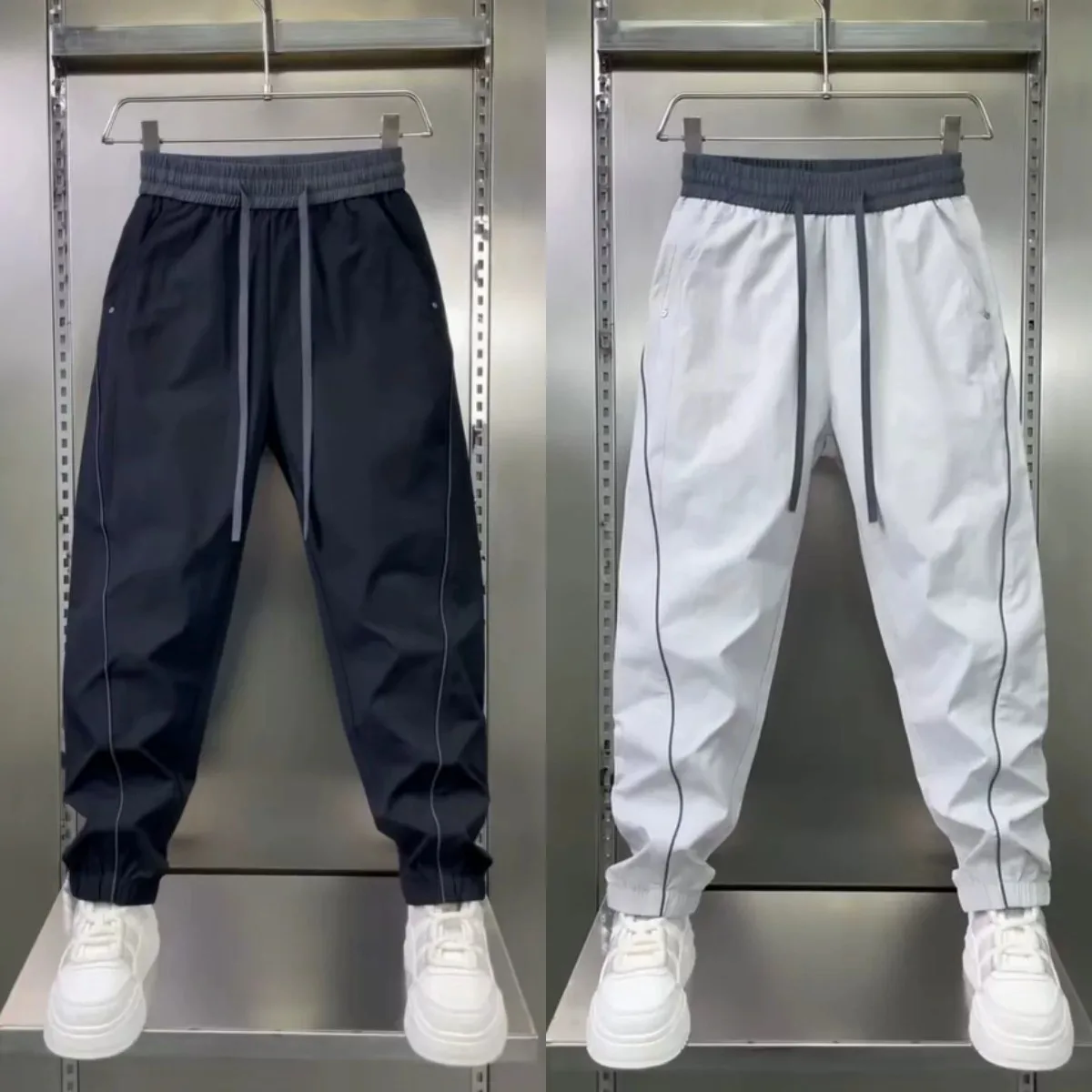 New Men's Joggers Sweatpants Summer Thin Casual Pants Workout Running Gym Fitness Colorblock Sport Black Trousers Men 2026