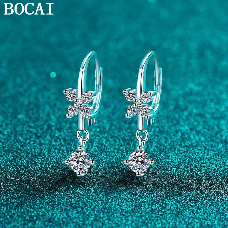

Новые серьги-кисточки BOCAI из чистого серебра S925 с инкрустацией муассанитом в форме бабочки, простые и компактные, подарок для женщин