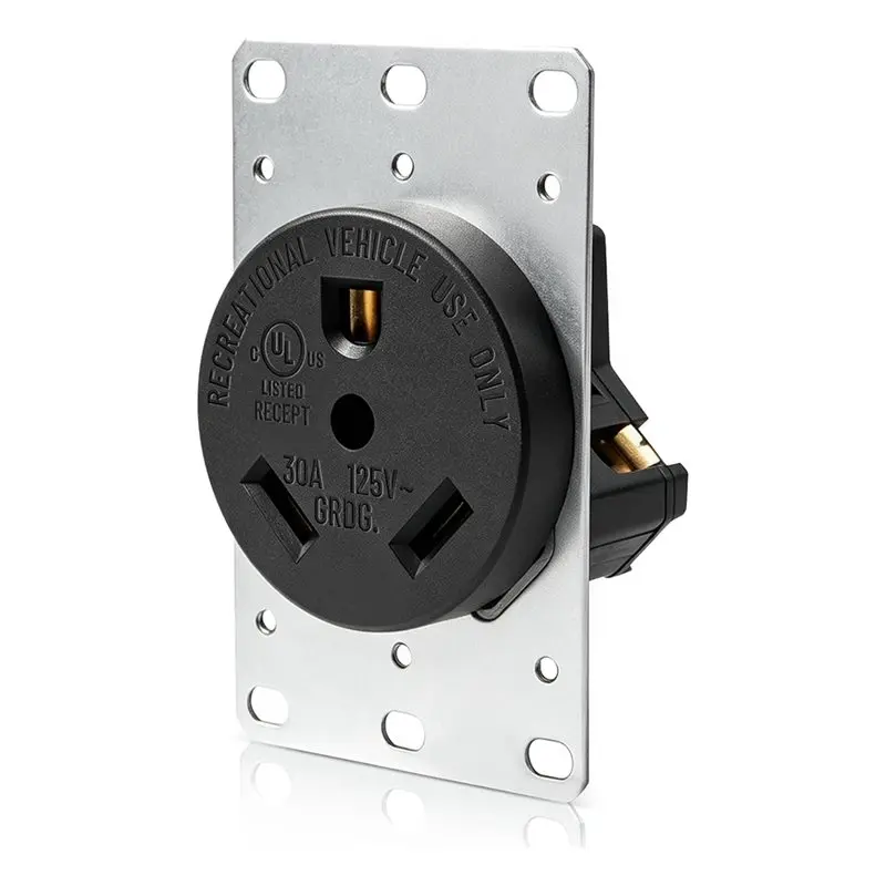 RV Receptacle 30A 125V For Travel Trailer Camper Motorhome Heavy Duty Straight Blade Wall Socket