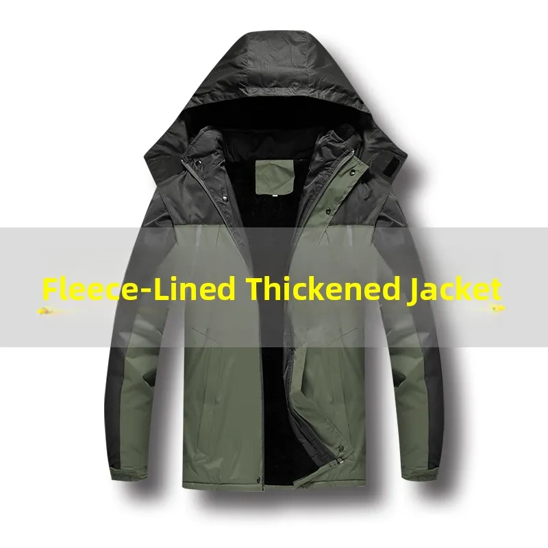 

Thiened хлопковая рабочая одежда для мужчин, зимняя ветрозащитная морозостойкая инженерная одежда, съемная шапка, длинная све, свободная посадка