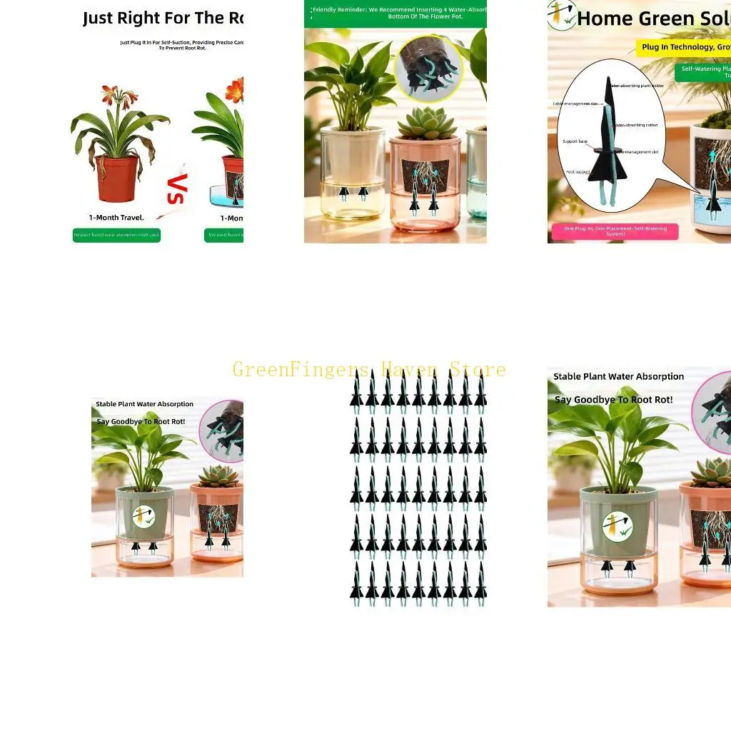 F68D 50Pcs Indoor Potted Plant Watering Spikes Watering Ground Stakes Plant Water Absorbing Ground For House Flower