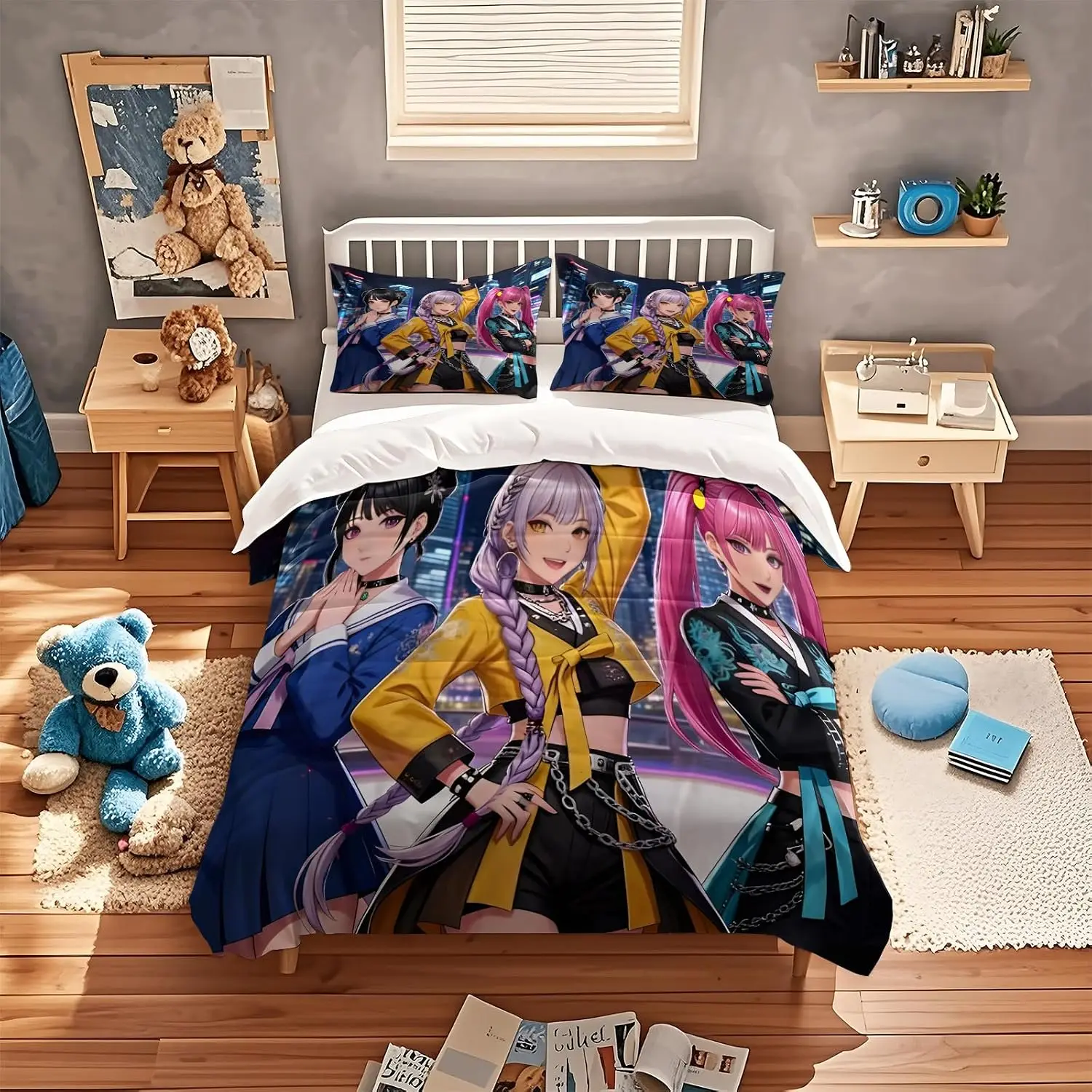 Anime Quilt Cover Single 135 X 200 Cm Covers Duvet Cover For Kids Bedding Set With 2 Pillow Cases Polyester (2)