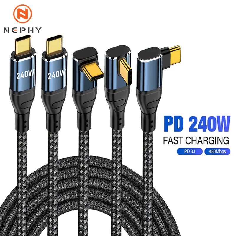 240W PD3.1 USB Type C to C Cable Fast Charging Wire for iPhone 15 Pro Max PS5 Switch Samsung S24 MacBook 5A Fast Charging Cable