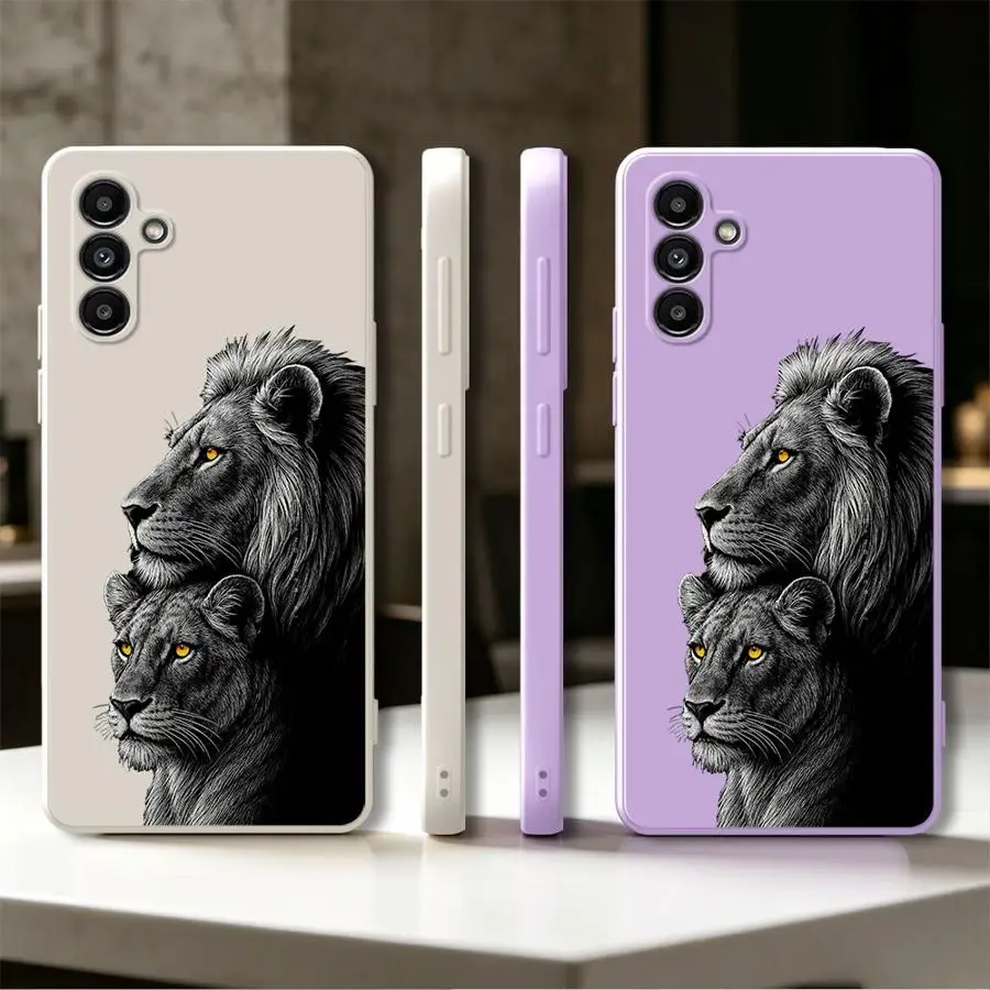 Dual Lion Profile Case for Samsung Galaxy A16 A05 A35 A04 A34 A73 A51 A71 A13 A14 A17 A12 A15 A24 A20s A36 A26 A27 A52 Phone