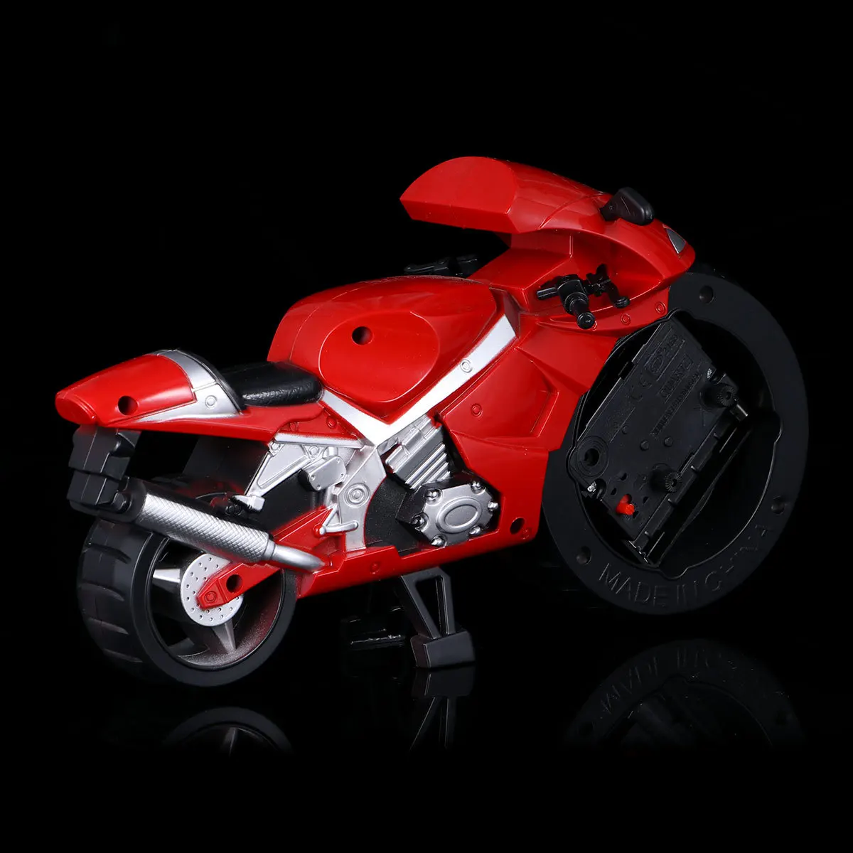 

Cartoon Quartz Alarm Clock Motorcycle Unique Gift for Motor Lovers without Batteries (Red)