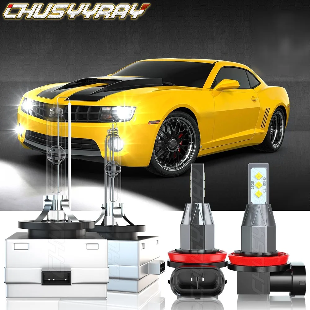 

CHUSYYRAY Compatible For Chevy Camaro 2014 2015-2018 4x Xenon D3S HID Headlight Hi/Lo LED H11 Fog Light Bulbs Car accsesories