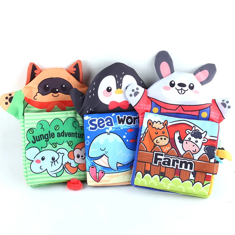 New Baby Cartoon Tail Cloth Book Fun BB Called Three-dimensional Animal Hand Puppet Cloth Book Tear The Baby Book Kids Toy Gift