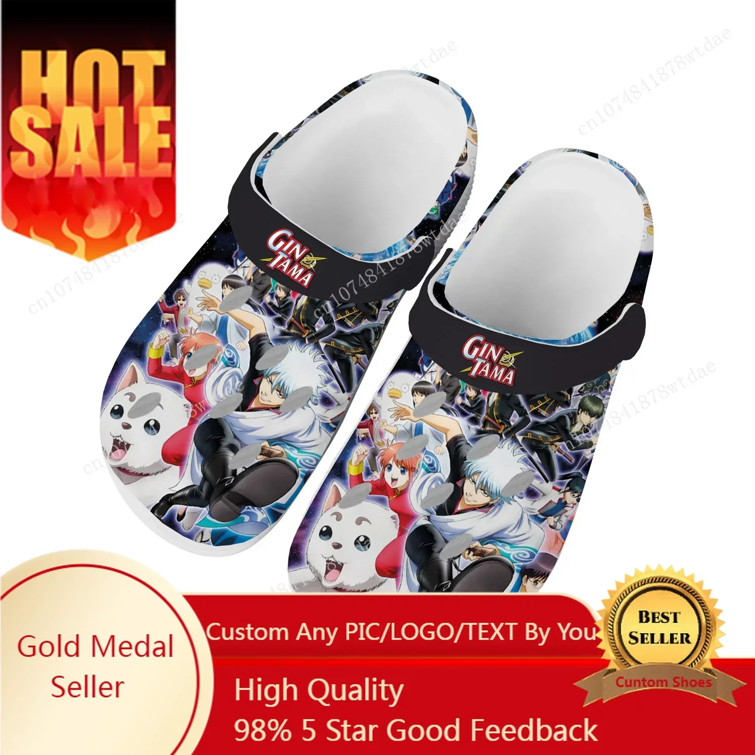 

Gintama Home Clogs Mens Womens Teenager Customize Water Shoes Sakata Gintoki Anime Cartoon Garden Beach Hole Slippers Sandals