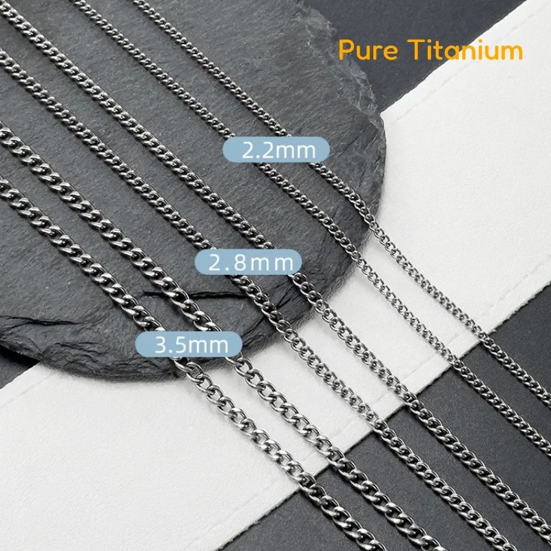 

New 2.2/2.8/3.5/5.5mm TA1 Pure Titanium Twisted Chain Necklace for Men Women Seamless Welding Curb Chain Necklace Birthday Gift