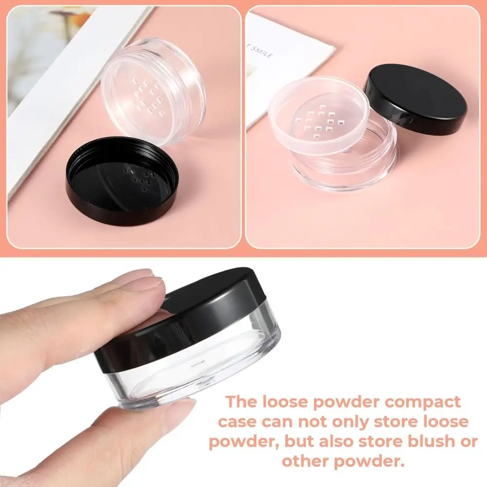 10ML/20ML/30ML Refillable Loose Powder Containers Reusable Empty Loose Powder Compact No Leak with Elasticated Net Sifter