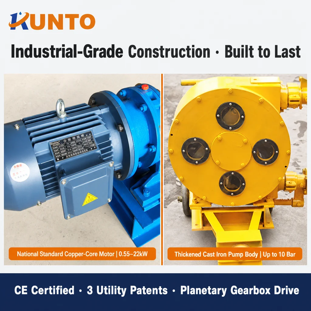 Peristaltic Pump for Mining Construction Wastewater Chemical High Viscosity Slurry Abrasive Media Self-Priming 10 Bar