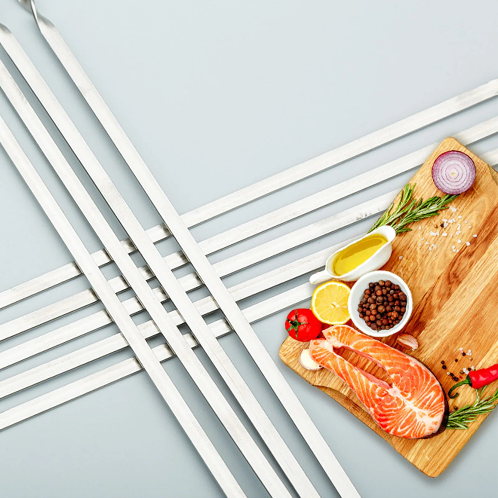 10pcs Reusable Stainless Steel BBQ Skewers Portable Grill Kabob Skewers Suitable for Family Party Shish Kabob