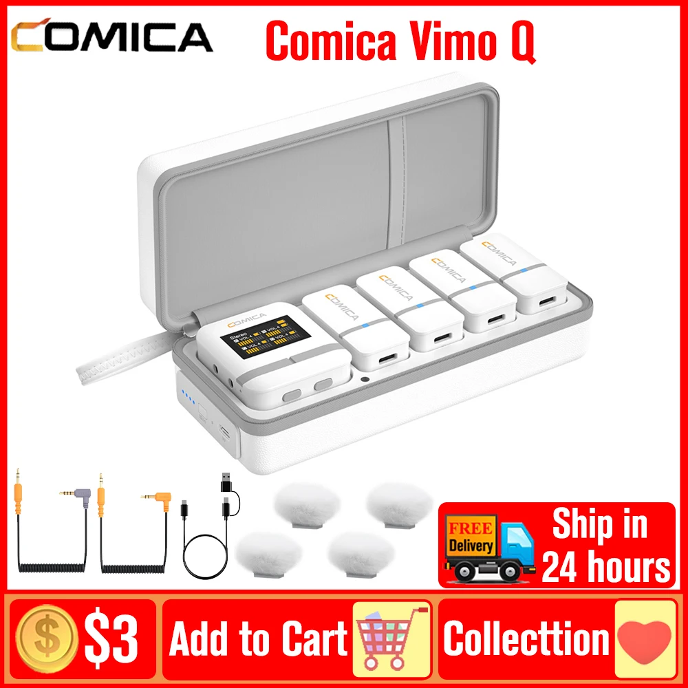 Comica Vimo Q 2.4G Wireless Microphone Lavalier Microphone for DSLR Camera Smartphone PC Live Streaming Vlog Recording Interview