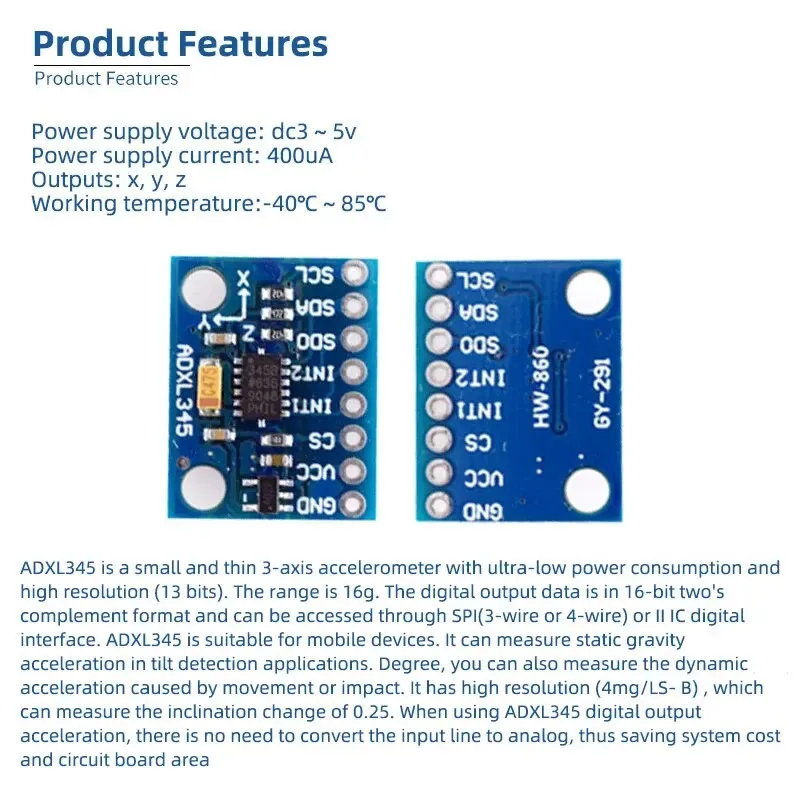 1PCS GY-291 ADXL345 digital three-axis acceleration of gravity tilt module IIC/SPI transmission In stock