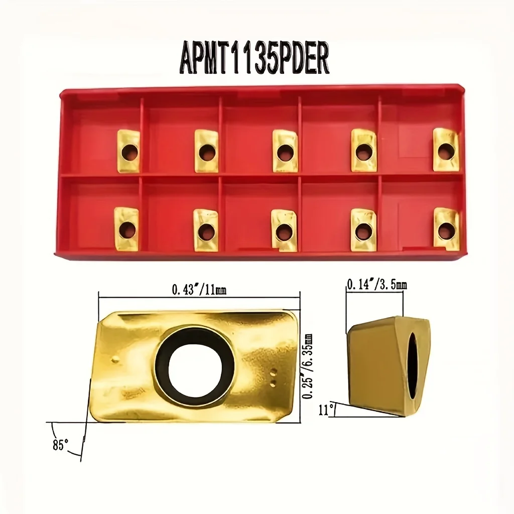 

Набор твердосплавных фрезерных пластин APMT1135PDER из 50 предметов — позолоченный для высокопроизводительной обработки