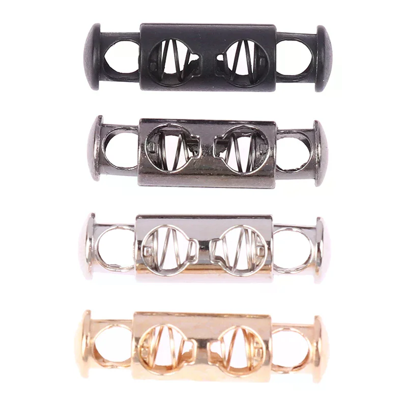 10Pcs 26*8*5mm Metal Double Hole Head Spring Buckle Cord Lock Elastic Adjustment Buckles Tightening Fasteners Locks Sewing Tools