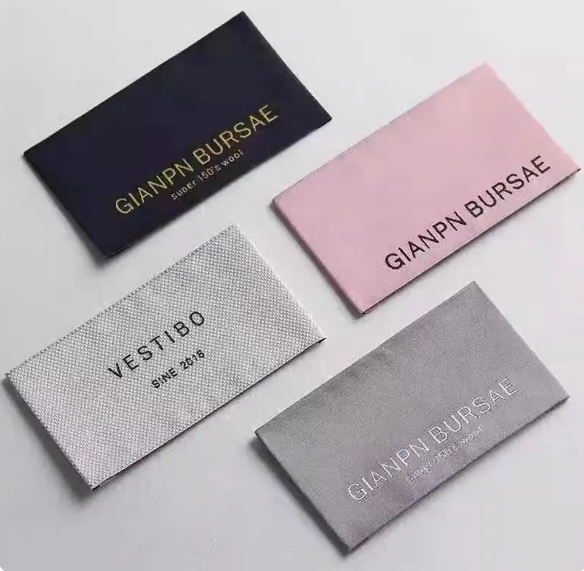 custom print care labels for clothes sewing tags customized fabric washin labels T-shirt bags woven wash label