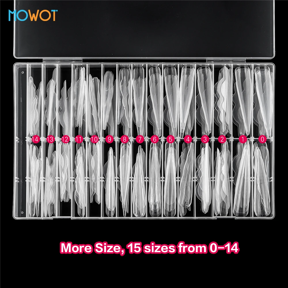 MOWOT 150 Uds. Formas de uñas duales de mariposa extensión de uñas acrílicas formas superiores para Gel de uñas de poli moldes de Gel UV de construcción rápida reutilizables