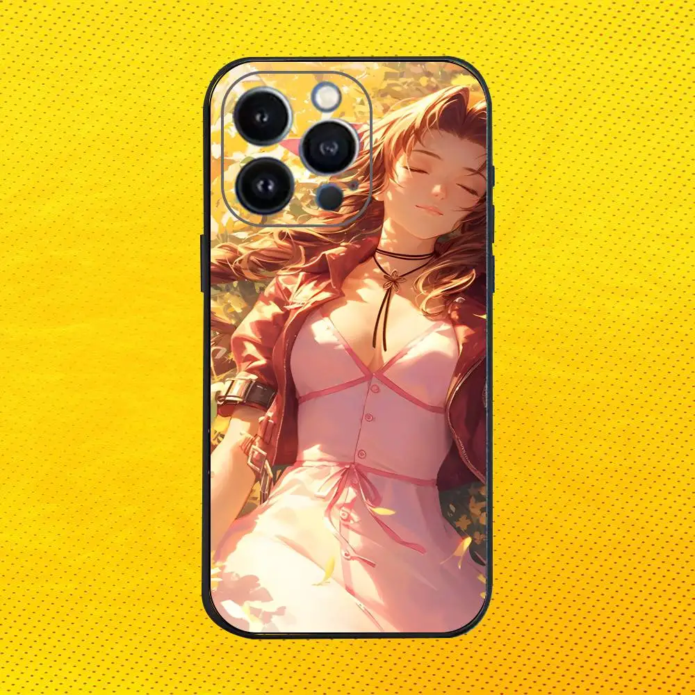 F-Final F-Fantasy Aerith Gainsborough  Phone Case For iPhone 16e,16,15,14,13,12,11,Pro,X,XS,Max,XR,Plus,Mini Soft Black Cover - view 2