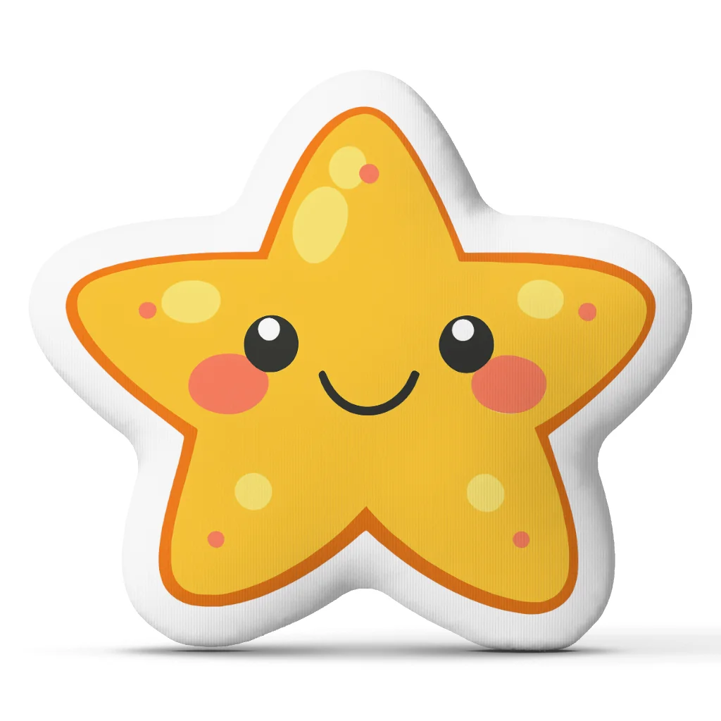 Cute Smiling Yellow Star Shaped Stuffed Throw Pillow Kawaii Cushion Nursery Playroom Sofa Bedroom Home Decor Gift for Kids
