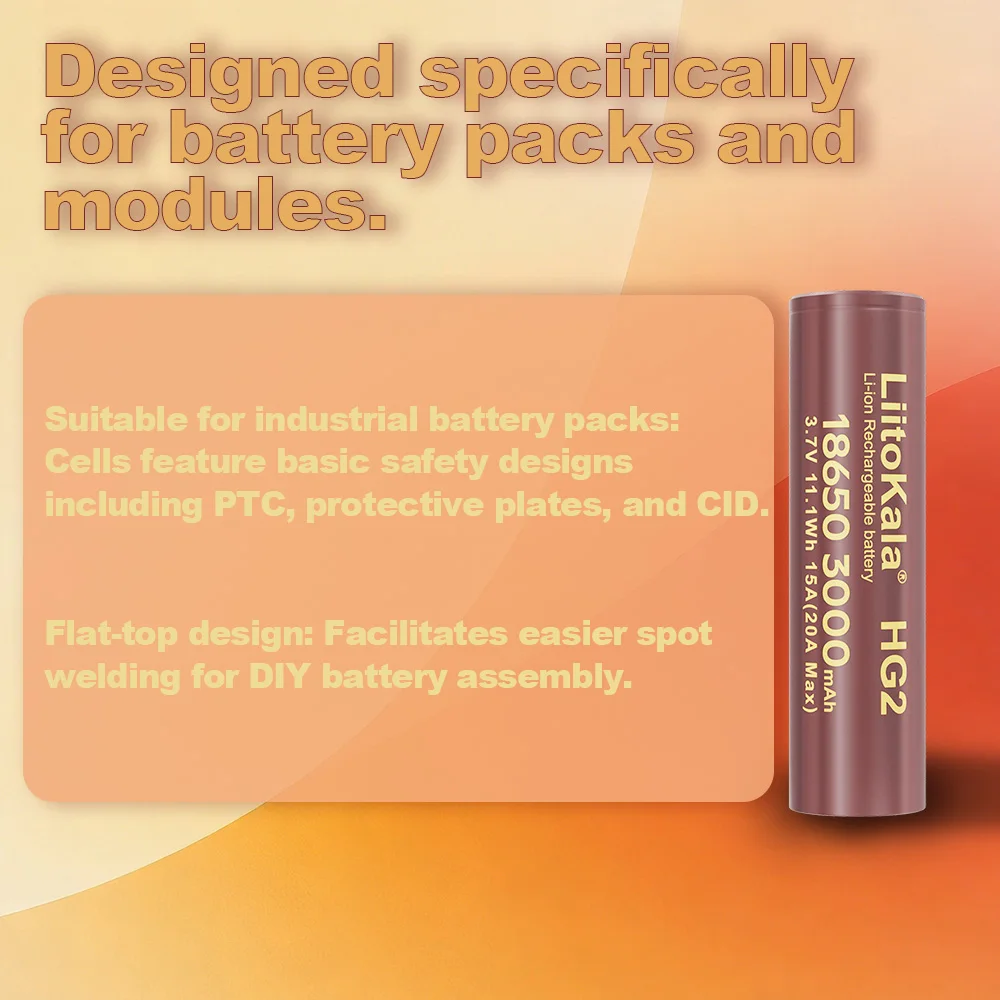 LiitoKala HG2 18650 3000 mah  Rechargeable batteries power high discharge,30A large current