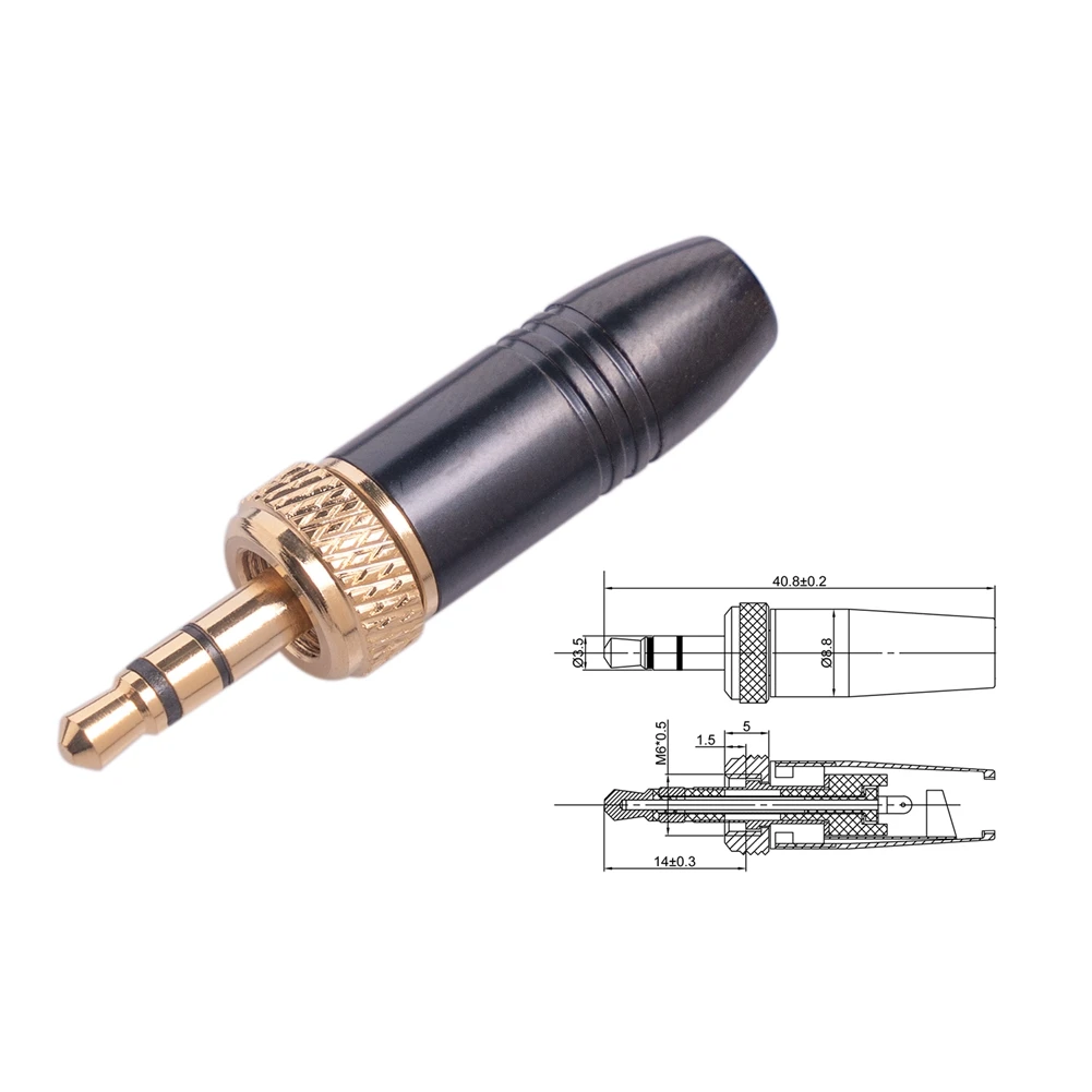 Spina audio da 3,5 mm per microfono lavalier da 5 pezzi con cavo filettato interno M6 per Sony per Sennheiser