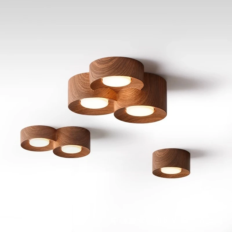 Medieval style downlight double-headed Japanese-style wabi-sabi wind corridor aisle light log wind without main light