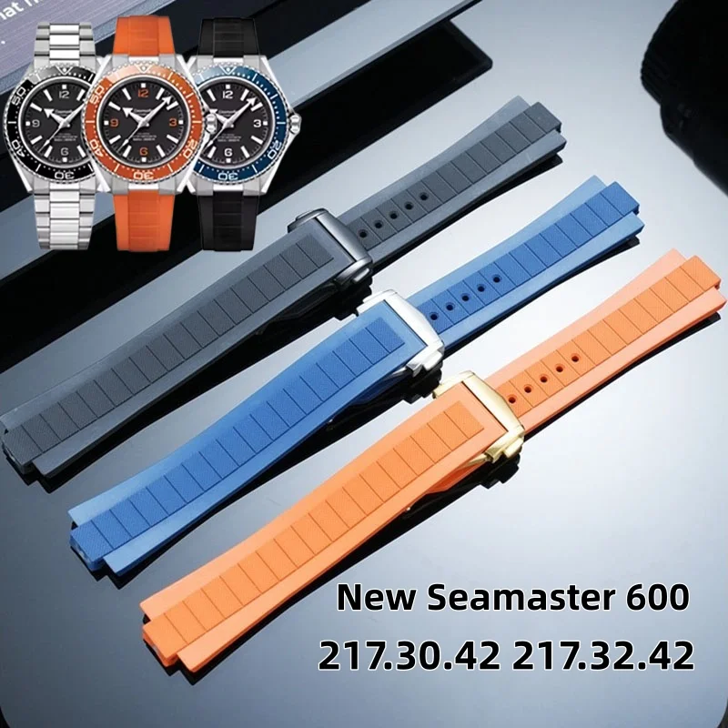 

Ремешок из каучука FKM для Omega New Seamaster 600, 21x10 мм, выпуклый, мужской, с раскладывающейся застежкой, водонепроницаемый, спортивный браслет