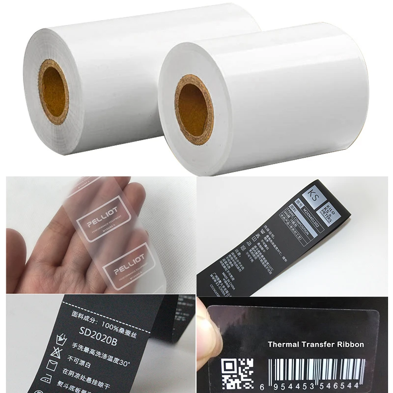 300M Lengte Wit Volledige Resin Thermische Transfer Lint Roll Carbon Fiber Tape Barcode Label Papier Voor Transparante Pet Papier