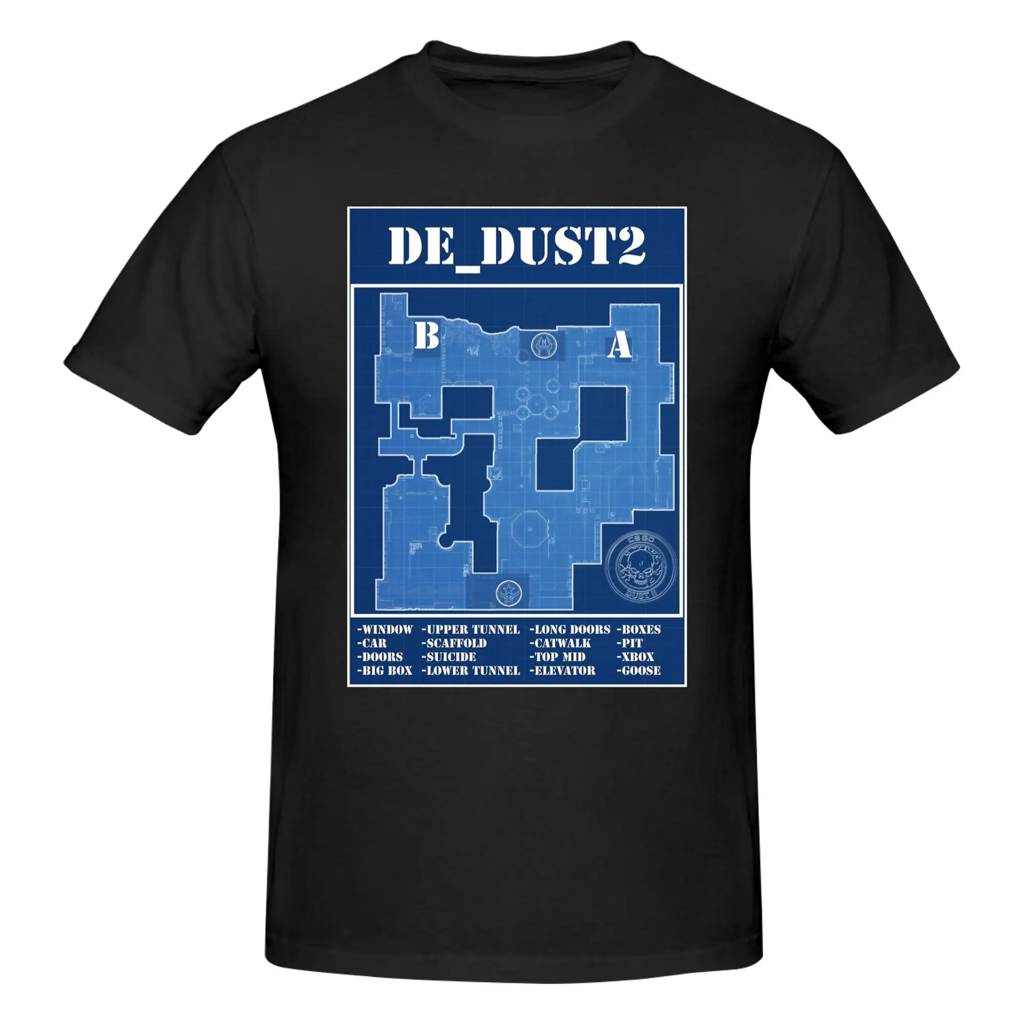 1 Piece Dust 2 Blue Map Graphic 100% Cotton T-Shirt C5:G0 Tops Tees For Men