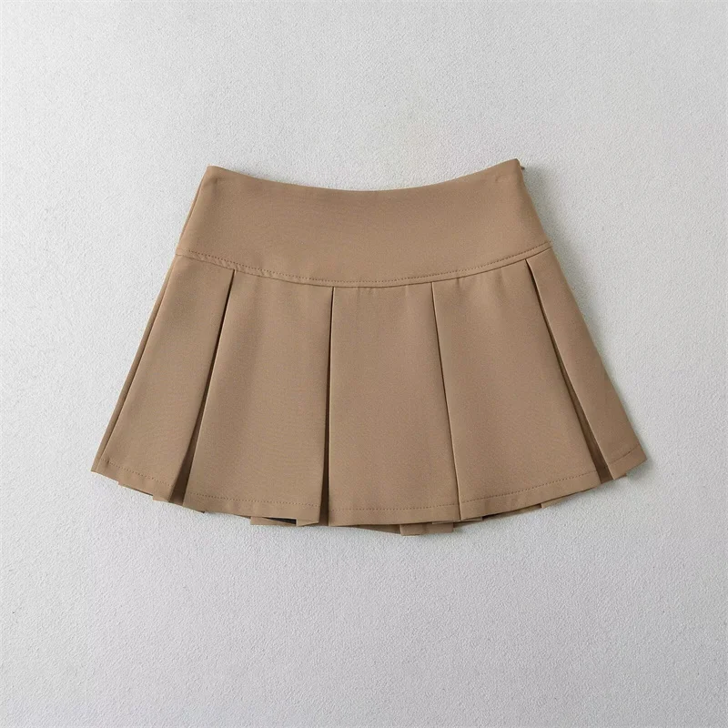 KEYANKETIAN 2024 New Launch Preppy Style Bow Decoration Wide-pleated Mini Skirt Side Zipper High-waisted Women's A-line Skirt