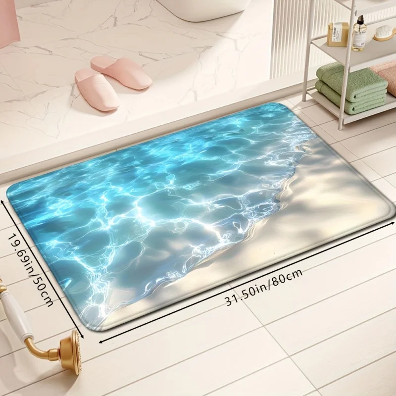 

Коврик для ванной VIKAMACreative с принтом «Волны воды», нескользящий, летний декоративный коврик для ванной, украшение для дома