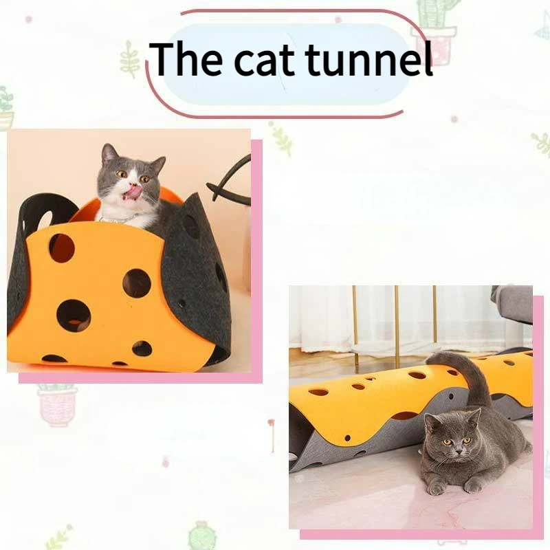 Portable Cat Tunnel Kitten NestFoldable And Washable Stitching DIY Kitten House Amusing Cat Channel Toy Pet  Accessories