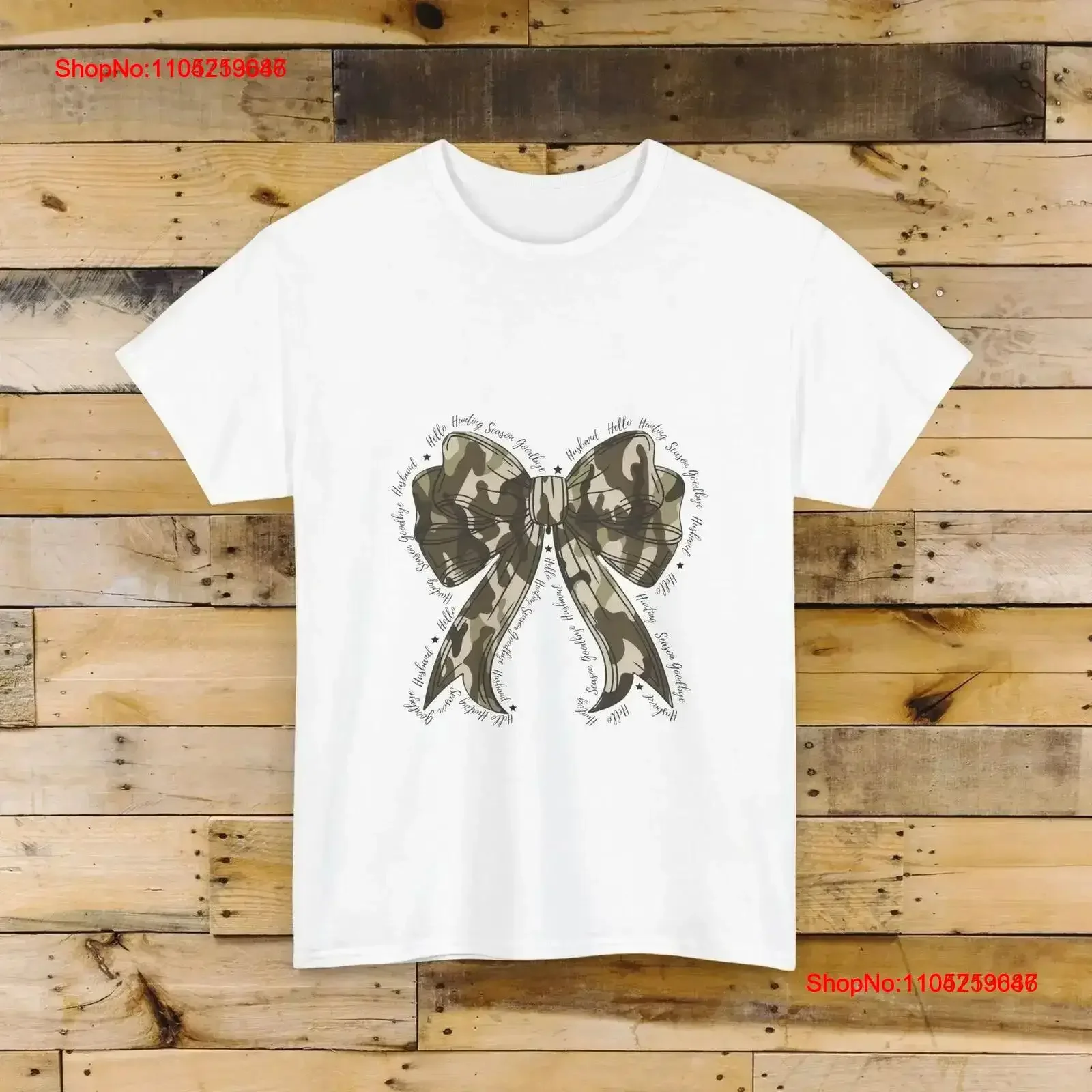 Camo Bow Women's T Shirt Hello Hunting Season Goodbye Husband vintage Washed Breathable homme graphic Stretched fashion Stylish