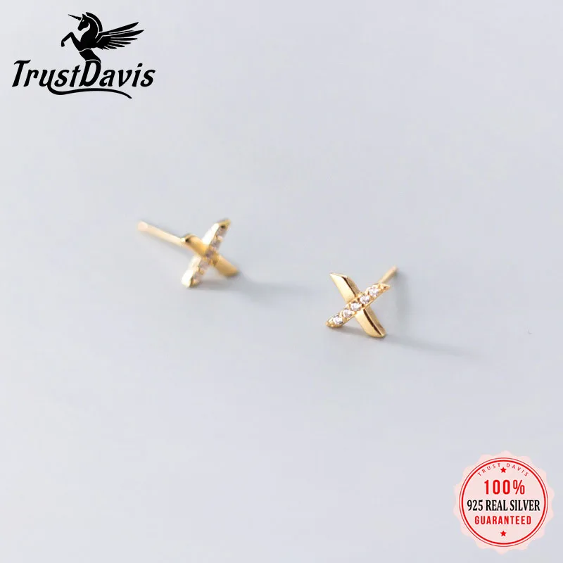 Strustdavis-女性用ダイヤモンドイヤリングのセット,クロスイヤリング,パーティージュエリー,本物のs925スターリングシルバー,シンプルなファッション,ds1101