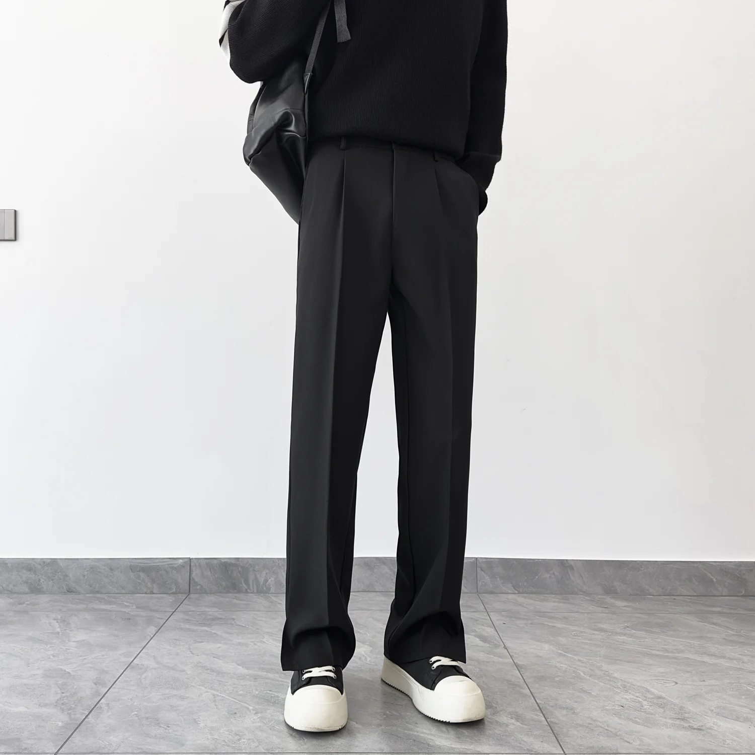 Autumn Trousers Men's Loose Casual Pants with a Sense of Drape, Floor Length Pants, Korean Style Trendy Straight Leg Suit Pants