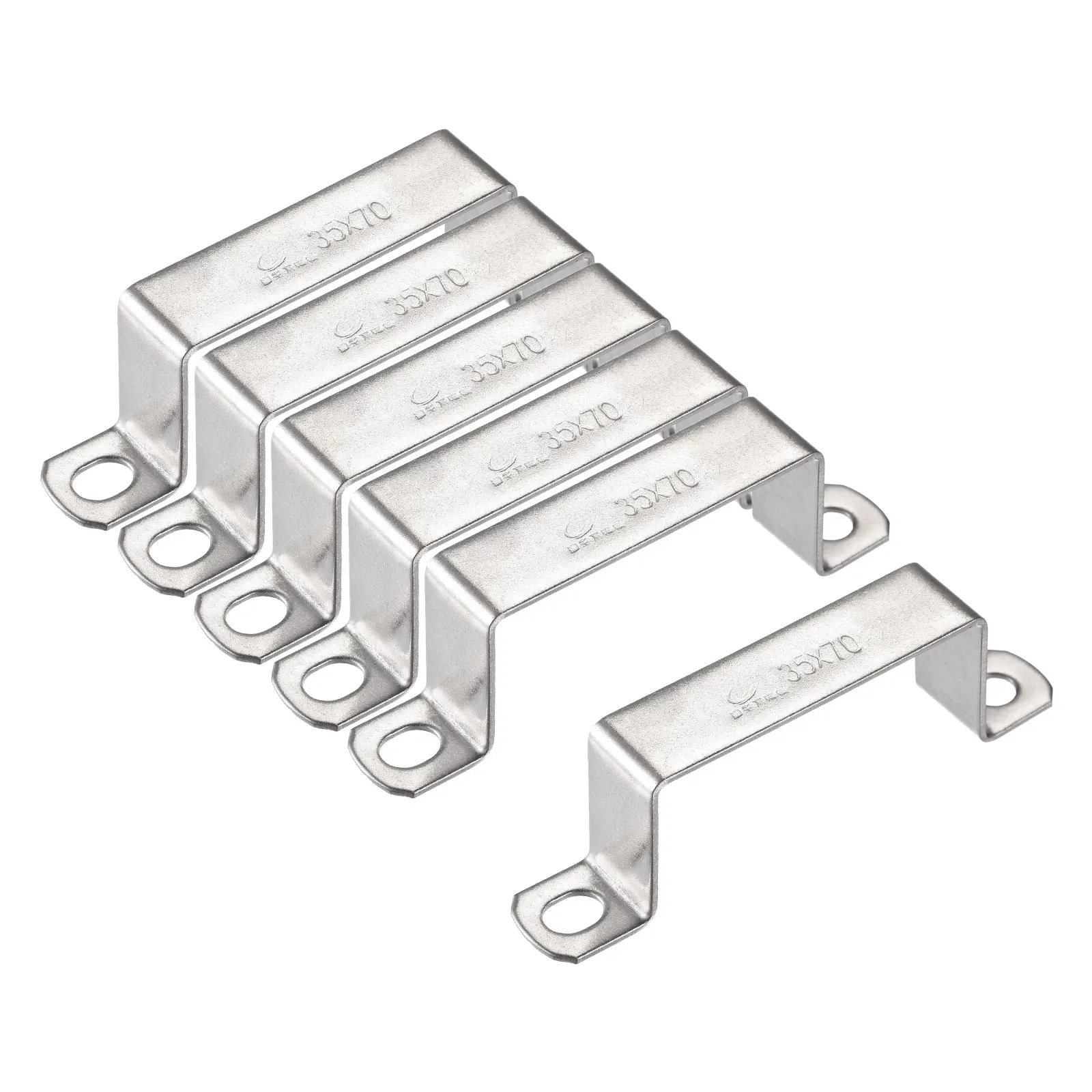 Uxcell 6pcs 304 Stainless Steel U Shaped Door Closed Bar Holder Strut Channel Connector Bracket 33 x 70mm