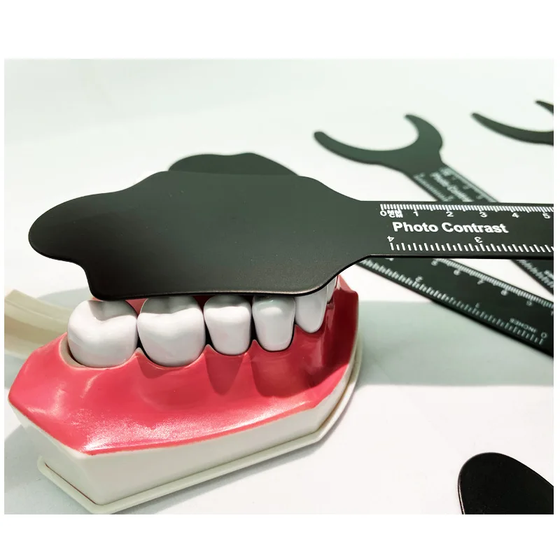 Dental Orthodontic Black Background Board Photo Image Contrast Oral Cheek Plate with Scale Mark Autoclavable Tools