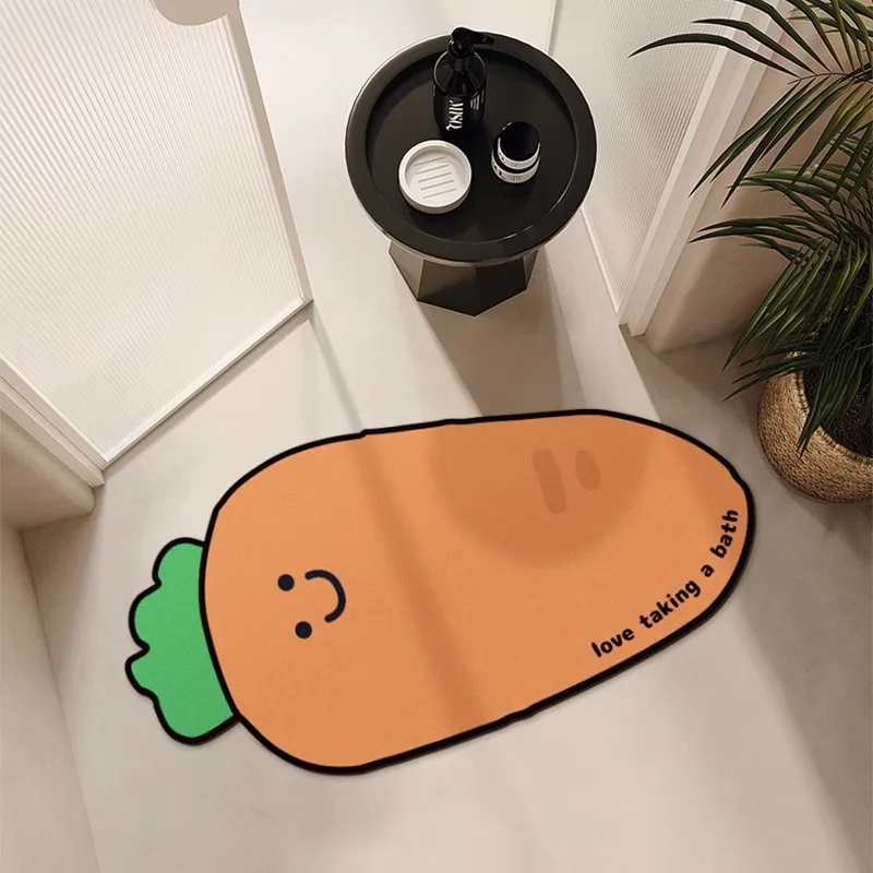 

Cartoon Cute Eggplant Carrot Shaped Carpet Water-Absorbent Anti-Slip Anti-fouling Floor Mat Bathroom Door Mat