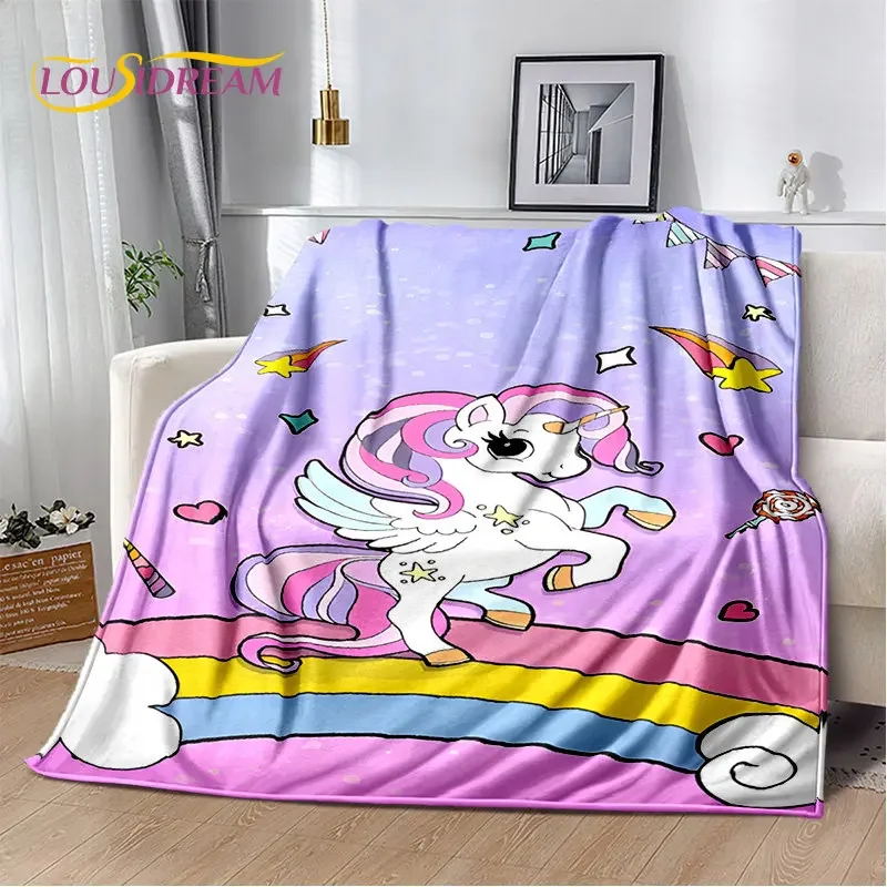 3D Cartoon Cute Unicorn Soft Plush Blanket,Flannel Blanket Children Throw Blanket for Living Room Bedroom Bed Sofa Picnic Cover