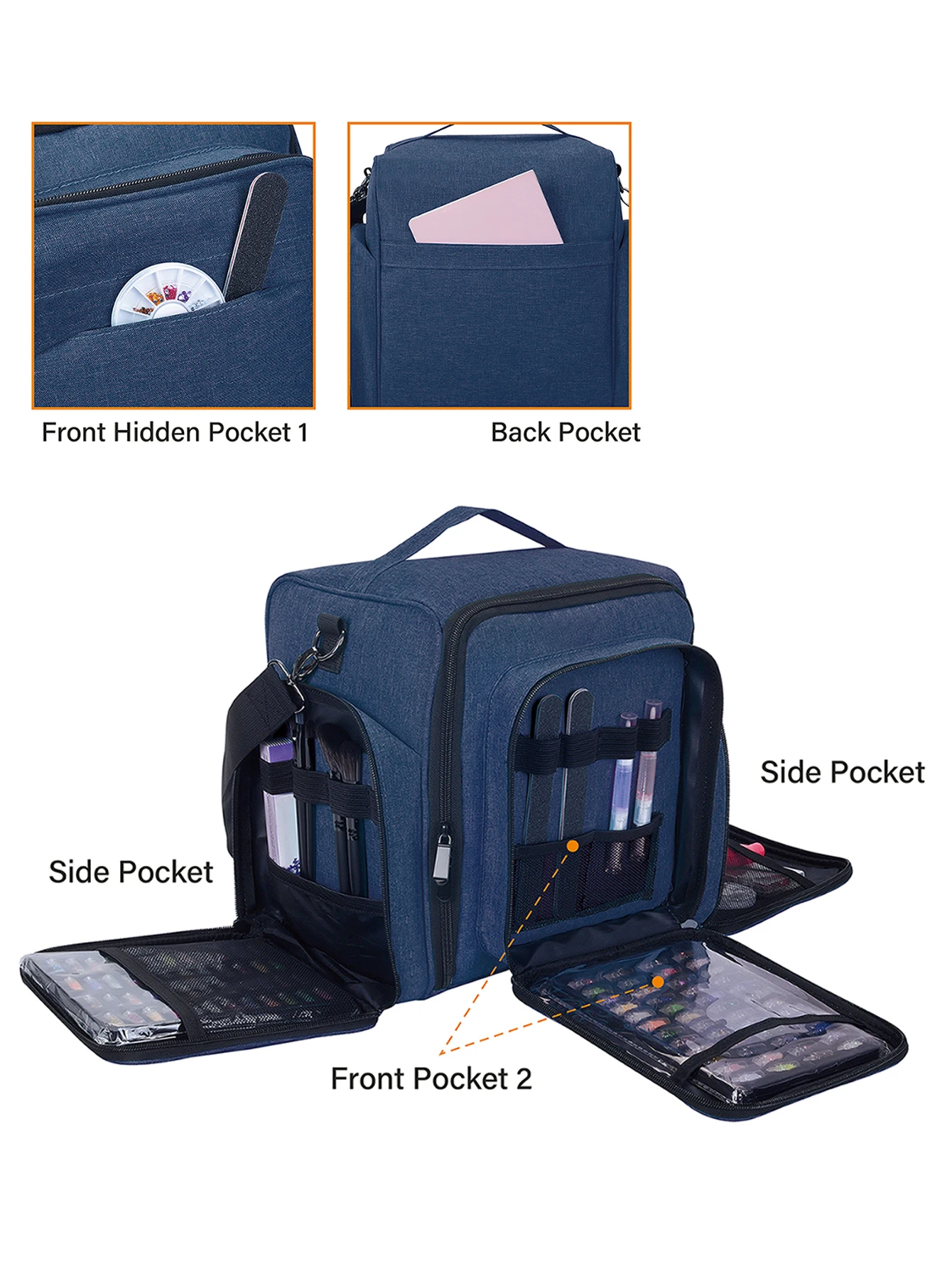 Nail Polish Organizer Case Hold 60 Bottles with 2 Detachable Bag