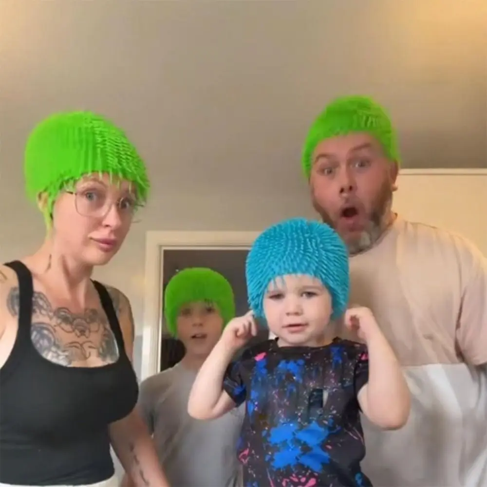 Новый мягкий резиновый чехол для головы с длинными волосами, мягкое украшение для вечеринки, красочный чехол на голову, забавная портативная шляпа с встряхивающейся головой