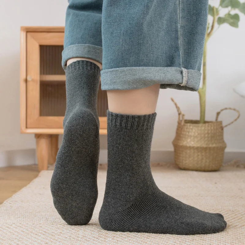 Men Thick Thermal Wool Socks Man Winter Warm Merino Wool Rabbit Solid High Quality Socks Male Cotton Casual Super Thicker Sock