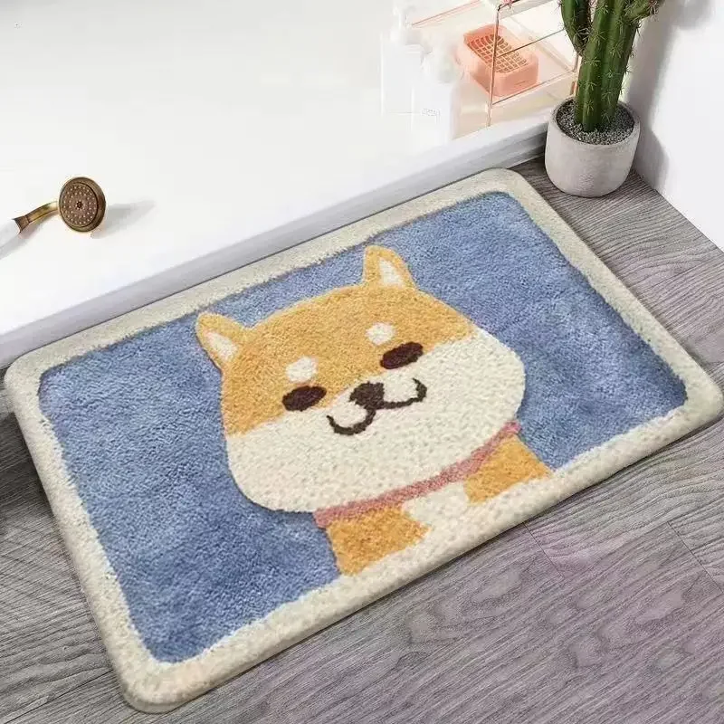 VIKAMA Cartoon Cashmere Floor Mat Soft Non-Slip Bathroom Absorbent Floor Mat Family Toilet Entrance Door Mat Bedroom Carpet