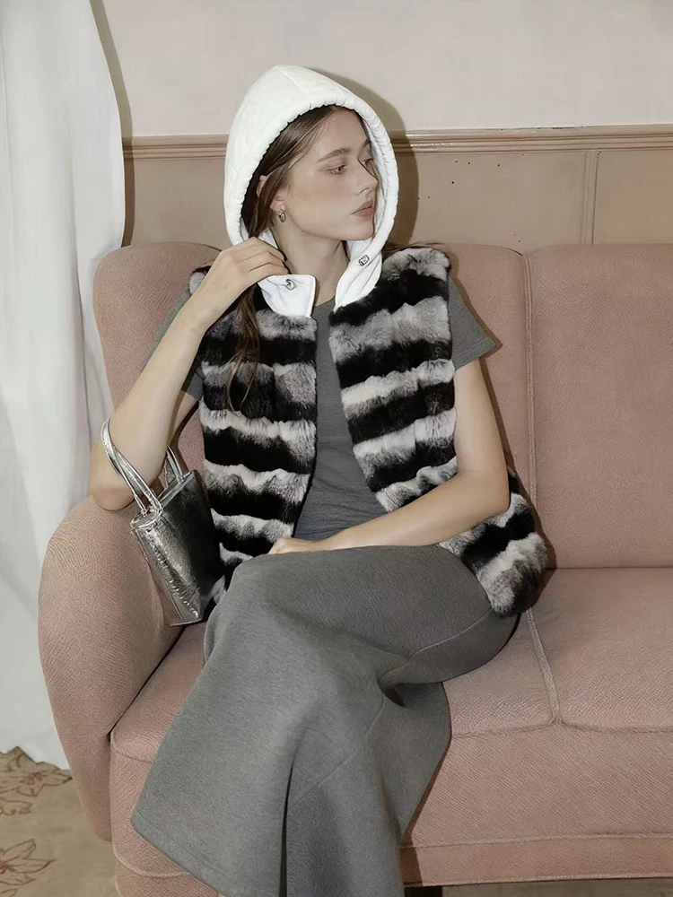 الخريف الشتاء مقنعين أفخم شريط سترة المرأة الأبيض بطة أسفل أكمام سستة سترات الإناث رشاقته الدافئة الرباط الصدريات #6